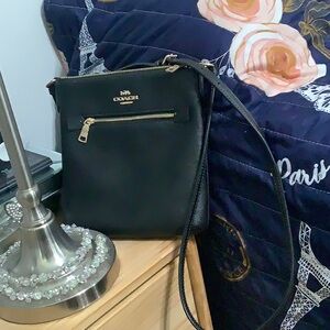 COACH BAG, CROSSBODY, BLACK PEBBLE LEATHER
